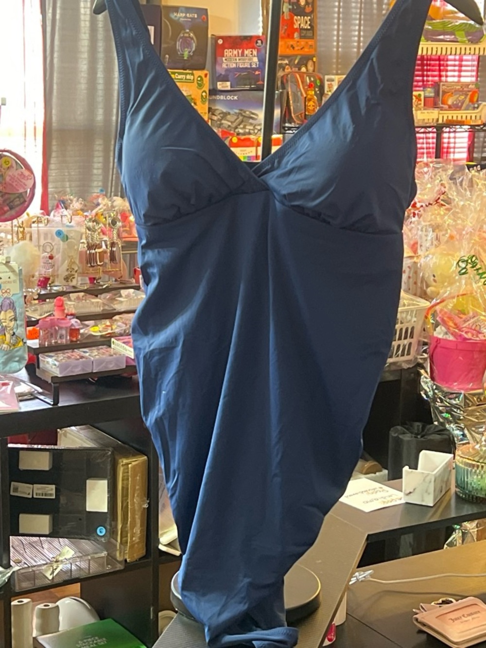 Women's Navy One-Piece Swimsuit - Classic V-Neck